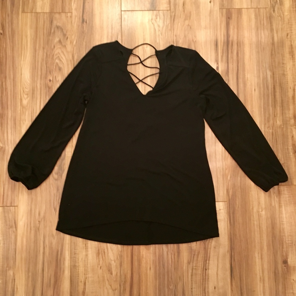 Express Black Lace-Up Backless Tunic